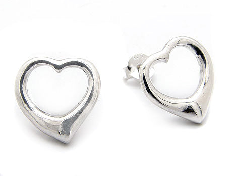 Elevated Heart Stud Earrings, Sterling silver