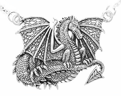 Insanely store heavy sterling silver dragon pendant on very heavy chain 925