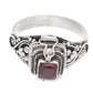 Sterling Silver Square Garnet Poison Locket Box Ring - Silver Insanity