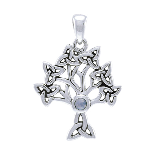 Druidic Tree of Life Pendant | Sterling Silver and Genuine Gemstone