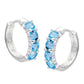 Genuine Sterling Silver 4-Stone Sky Blue Topaz Hoop Earrings