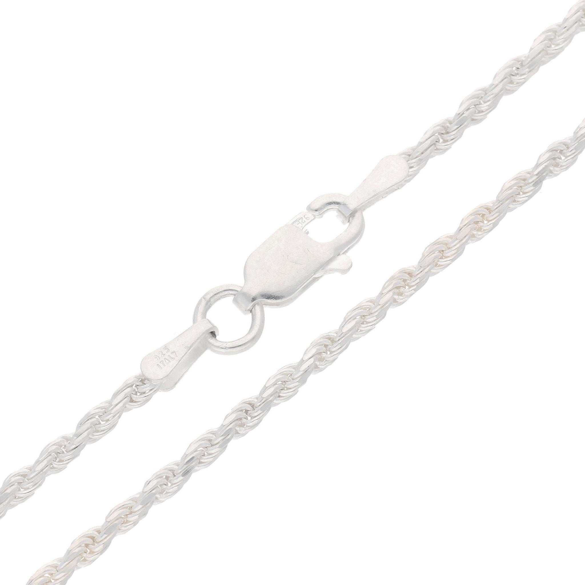 2mm Sterling Silver Diamond-Cut Rope Chain Necklace – Silver Insanity