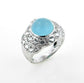 Genuine Blue Chalcedony and White Topaz 10K White Gold Ring Size 7 - Silver Insanity