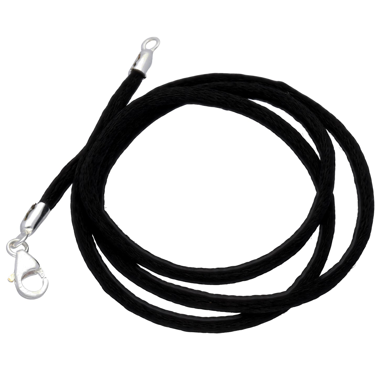 Black Silk Cord Necklace Sterling Silver – Silver Insanity