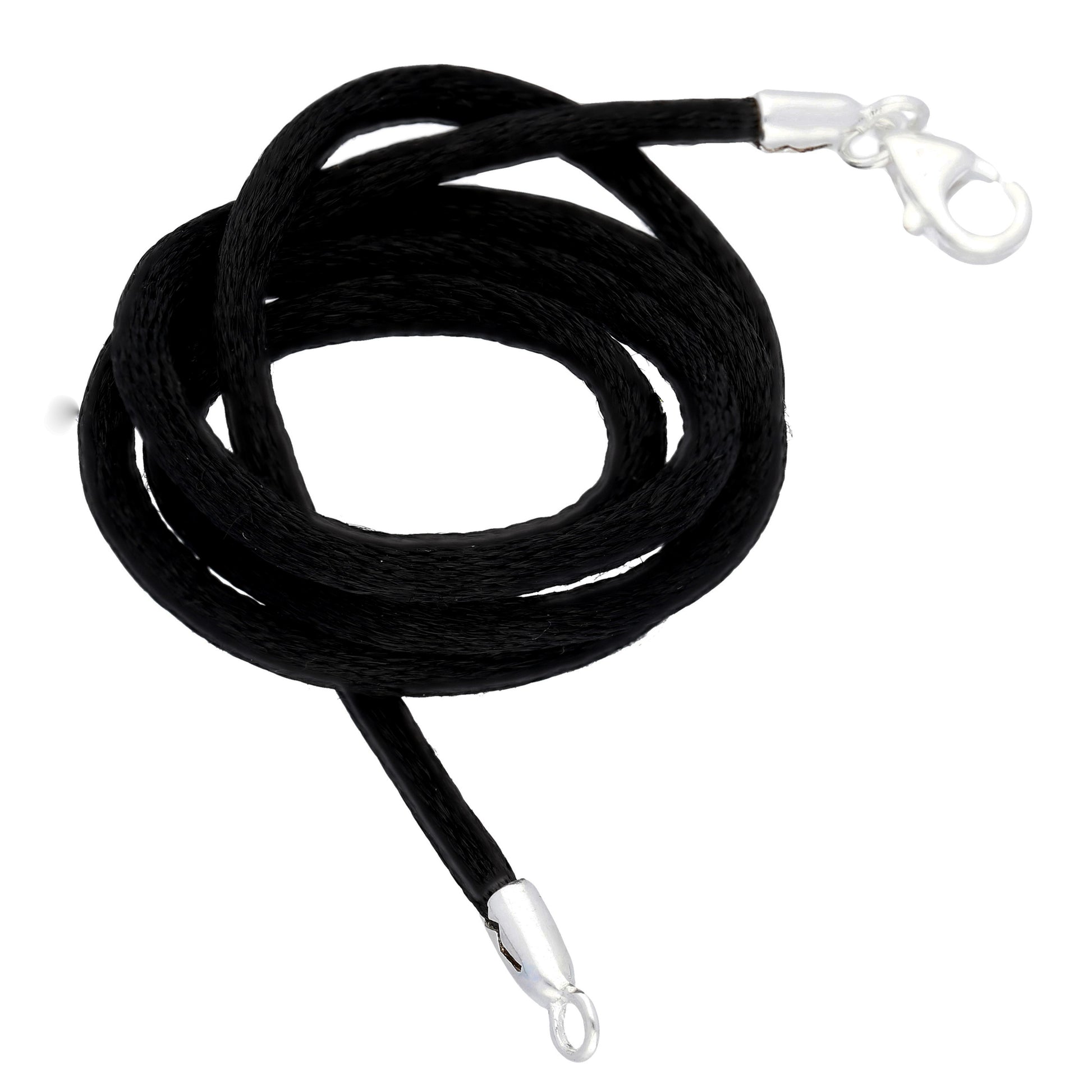 Sterling Silver Black Leather 22 Cord Chain Necklace