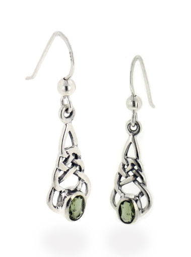 Sterling Silver Celtic Knot Green Meteor Rock Earrings – Silver Insanity