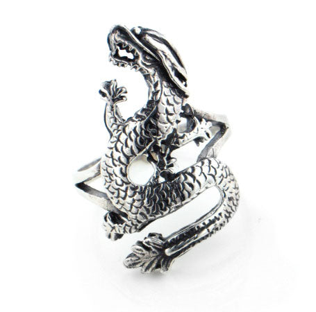 Tall Sterling Silver Large Bikers DRAGON Ring – Silver Insanity