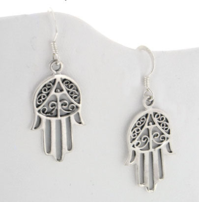 Sterling Silver Hamsa or Hand of Fatima Earrings - Silver Insanity